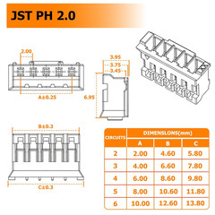 640PCS JST PH 2.0Mm Connector Kit Ph2.0Mm Adapter Cable Terminal Connectors Set