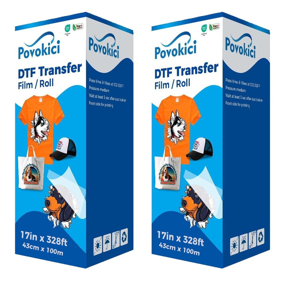 Bundle 2 rolls 17 x 328 FT DTF Transfer Film Premium Roll Warm Peel Double Sided