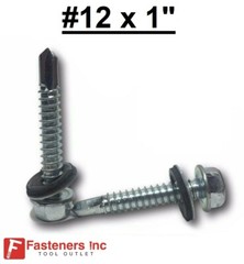 #12-14 x 1″ Hex Rubber Washer Self Drilling Screws Roofing Siding 5/16″ Drive