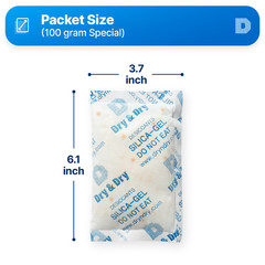 100 gram X 7 PK “Dry & Dry” Food Grade Orange Indicating Silica Gel Packets