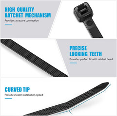 Zip Ties 12 Inch , Black, 50 Lb, UV Resistant Cable Ties for Indoor and Outdoor