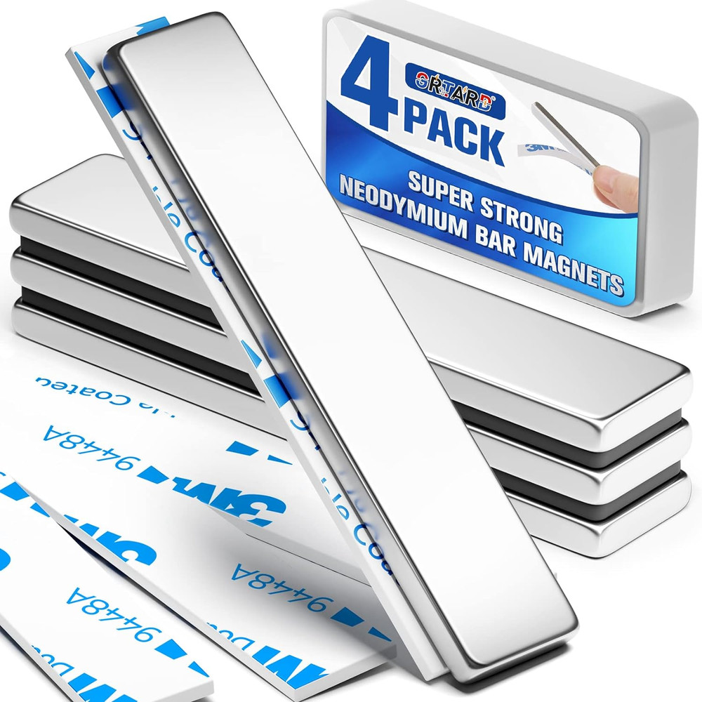 4Pack Neodymium Magnet Bar, Powerful Bar Magnets, Magnet Strips Heavy Duty, Stro