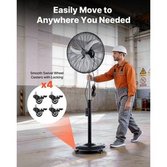 Uimoso 24 in Industrial Pedestal Fan,HighVelocity,6800CFM,Waterproof,Oscillating
