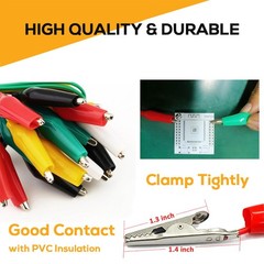 30PCS Alligator Clips Test Leads Wires 5 Color Dual End Crocodile Clips