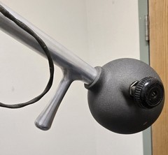 Large 9′ Antique Industrial Surgical Light Chrome & Gray In Original Condition
