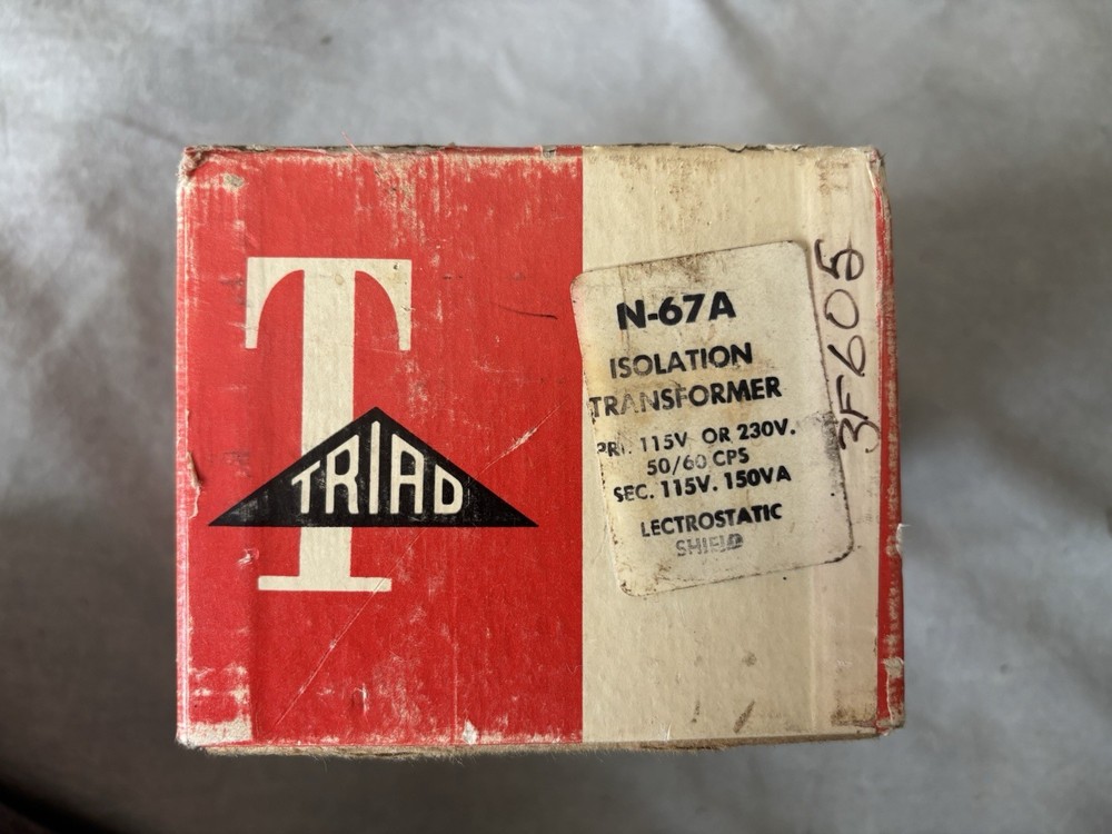 TRIAD N-67A Isolation Transformer, 115V/230V Pri, 115V Sec 50/60 Hz NOS