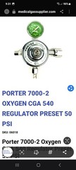 Porter 7000-2 Oxygen CGA 540 Regulator Preset 50 PSI,Porter 7500-2 N2O Regulator