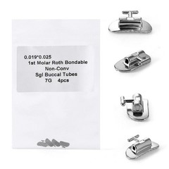 4 Pcs/Pack Dental Buccal Tube Orthodontic Bondable Roth 1st Molar Non-conv 0.025