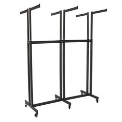 6-Arm Black Clothing Retail Rack Adjustable Iron Garment Display Rack w/Wheels