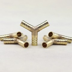 5Pcs 3/8″ Y-3 Way Brass Hose Barb Fitting Pipe Tubing Splicer Fuel Water Gas Air