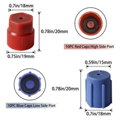 20 Pcs/Set R134a AC Caps, 10 Blue 13mm & 10 Red 16mm Air Conditioning Service…
