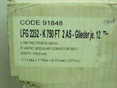 System Plast LFG 2252-K750 FT Flat Top Modular Plastic Conveyor Belt 7-1/2″ x 8′