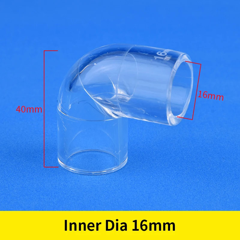 16~50Mm Acrylic 90° Elbow Transparent Tube Fittings Aquarium Water Pipe Connecto
