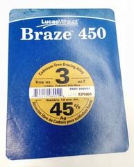 Lucas Milhaupt Braze 450 45% Silver Brazing Alloy 1/16″ Dia New Sold by the inch