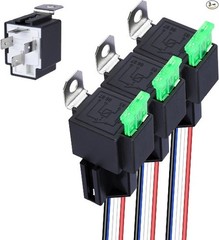 3 PCS 4-Pin 12V Fuse Relay Switch Harness Set, 12V Relay with Harness, 30A SPST
