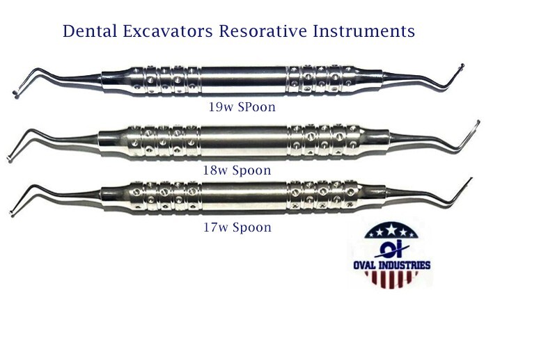 3x Dental Excavator Spoon – Double-Ended Restorative Instruments w/ 18W Handles