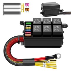 12V Fuse Relay Box 6 Way Pre-Wired Waterproof Relay Box 6 Slot ATC/ATO Fuse Rela