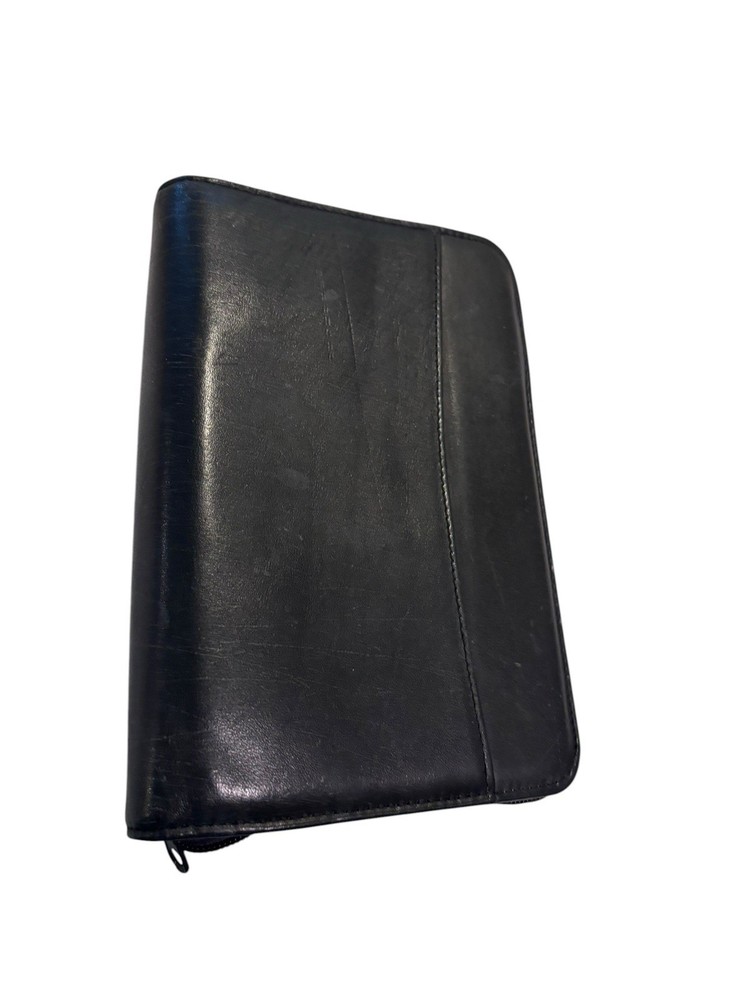 Genuine Leather Planner Wallet Mundex Black Organizer Zip Around 6 Ring Binder