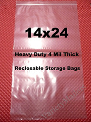25 LARGE Reclosable Plastic Storage Bags 14”x 24” HEAVY DUTY 4 MIL 14×24