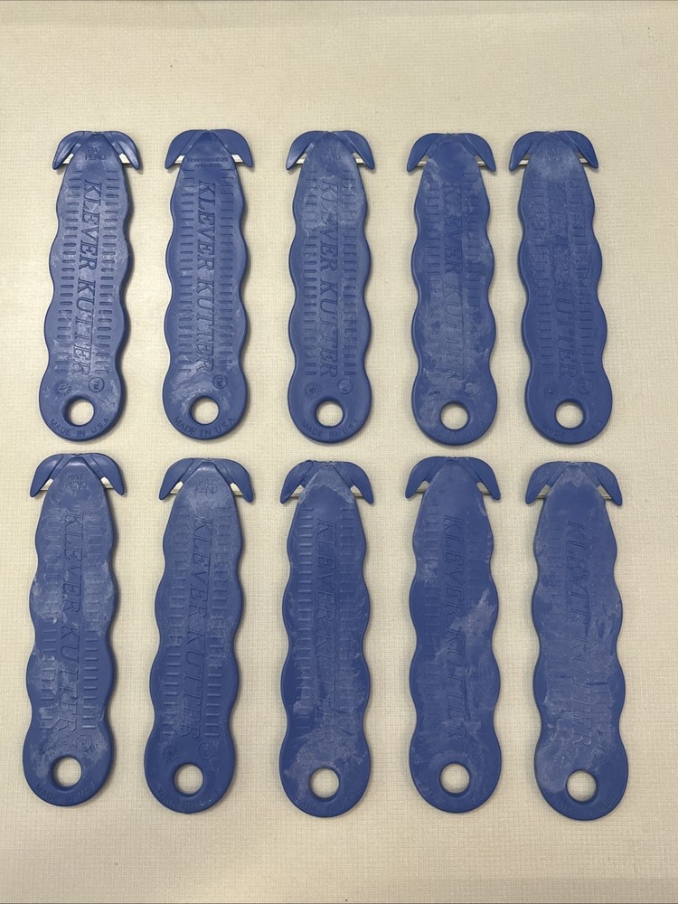 Lot of 10 KLEVER KUTTER KCJ-1B Safety Box Cutters Blue Safety Utility Cutters