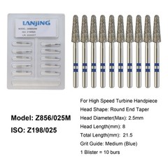 Dental Zirconia Cutting Diamond Bur FG Round End Taper Football Fine Medium Z856