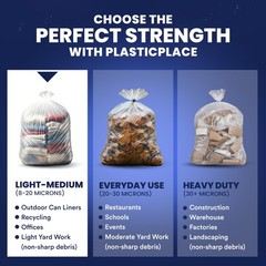 Plasticplace 55-60 Gallon Trash 17 High Density Garbage Can 36 X 60 150 Count