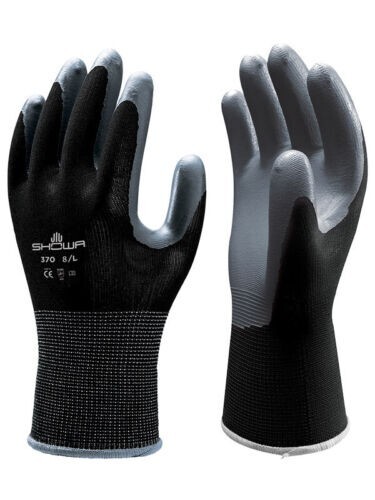 6 PAIRS – SHOWA ATLAS FIT 370B BLACK NITRILE WORK GLOVES – FREE SHIPPING!
