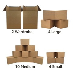 UBMOVE 2 Room Wardrobe Kit 18 Moving Boxes plus Packing Supplies