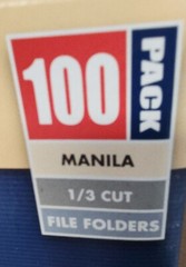NEW – (100) Skilcraft 1/3 Cut Letter Size, 3/4 Expansion Manila File Folders