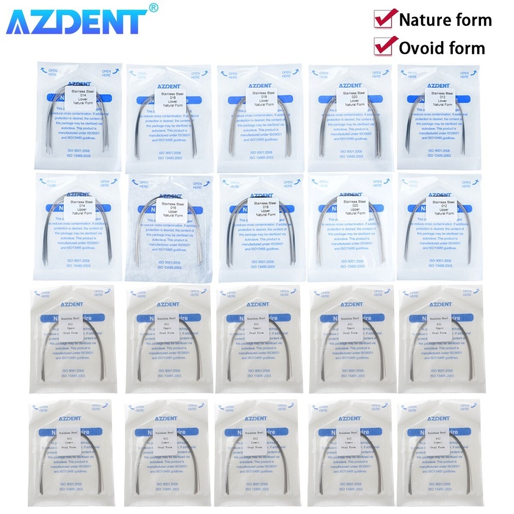 AZDENT Dental Super Elastic Stainless Steel Arch Wire Round Ovoid /Natural Form