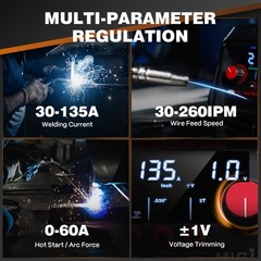ARCCAPTAIN 135A MIG Welder Large LED Display Welder Flux Core MIG Lift TIG Stick