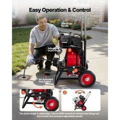 VEVOR Drain Cleaner Machine 100FT x 1/2Inch Auto Feed Sewer Auger & Multi Wheels