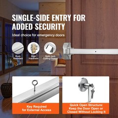 VEVOR Door Push Bar Panic Exit Device, 31” Stainless Steel UL600S