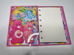 Care Bears Illustrated Plastic Cover A7 Blank Journal Diary Pink Rainbow Clouds