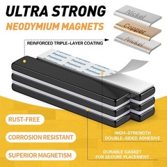20 Pack Strong Neodymium Magnets with Adhesive – 60x10x3mm Rectangular Black
