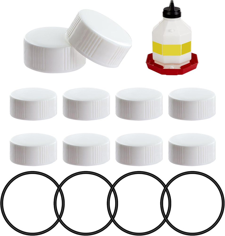 Poultry Waterer Replacement Kit 10 Caps 4 O Rings for 3 5 7 Gallon Fount New USA
