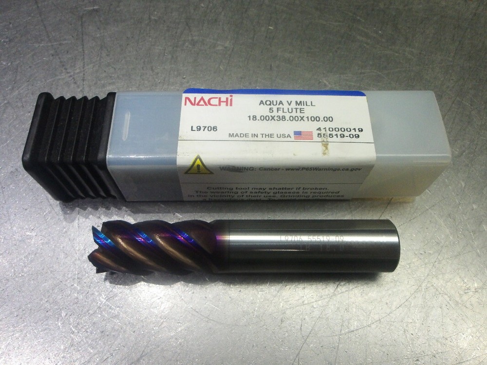 Nachi 18mm 5 Flute Carbide SQ Endmill 18mm Shank 18.00×38.00×100.00 (LOC1015B)