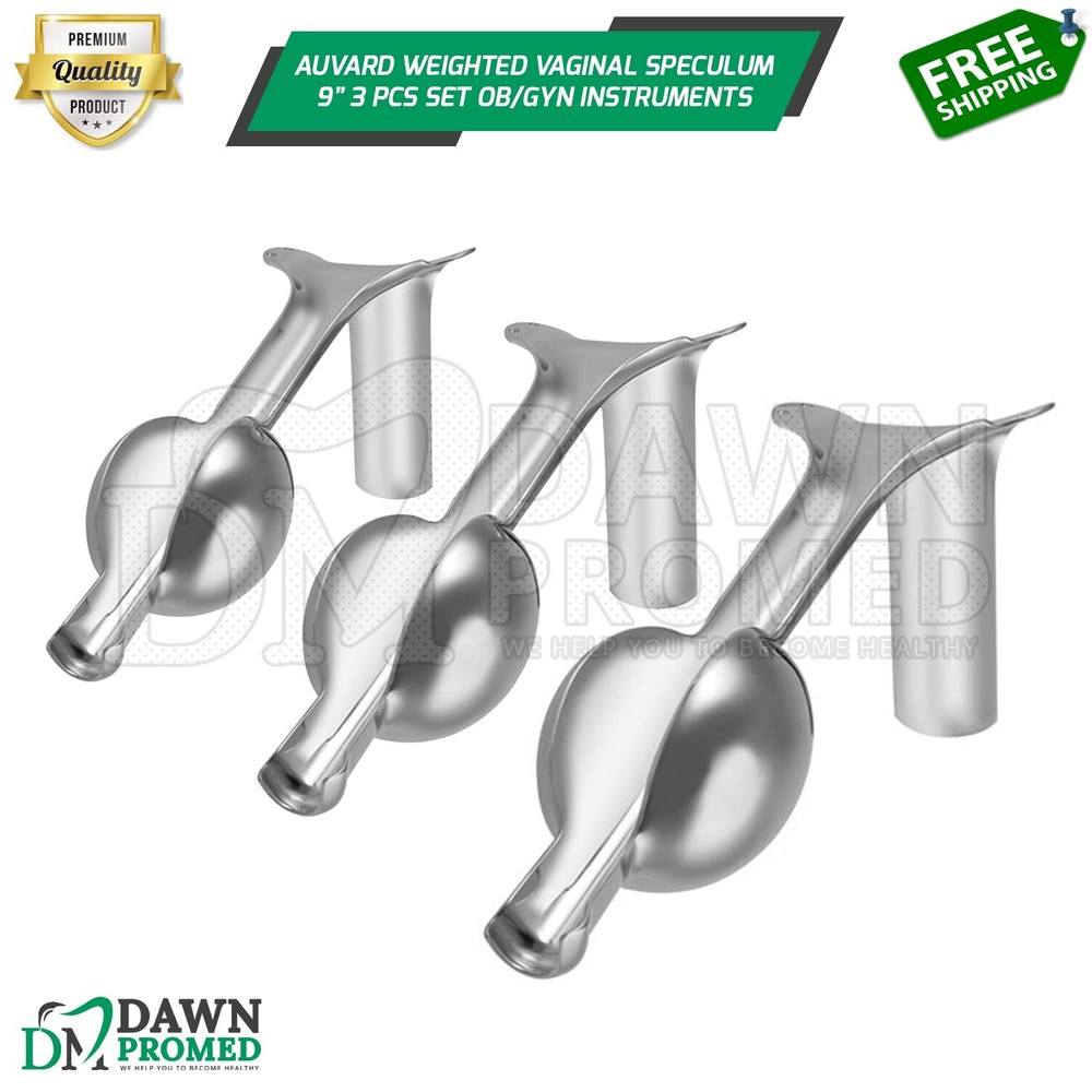AUVARD Weighted Speculum 9″ 3 Pcs Set 2lbs, 2.5lbs, 3lbs OB/GYN Inst German Gr