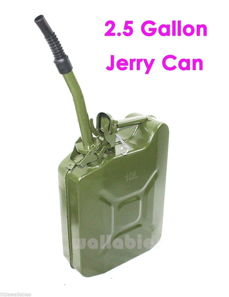 Lot(2) 2.5 Gallon 10L Jerry Can Gas Steel Tank Green Military NATO Style