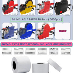 10 Rolls Labels Paper Suitable for MX-6600, MX-6602, YH-689 Price Tag 2-Line …