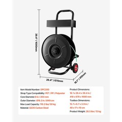 Uimoso Strapping Cart for PET/PP Polyester Straps with 8-inch Core