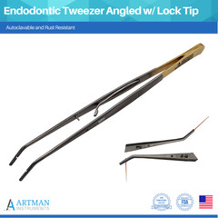 Endodontic Tweezer Paper Point Angled with Lock Tip Surgical Forceps ARTMAN