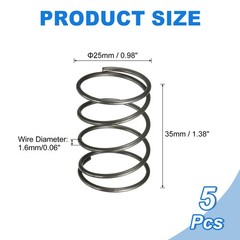 5Pcs Compression Spring 25mm OD 1.6mm Wire Size 35mm Free Length Silver Tone