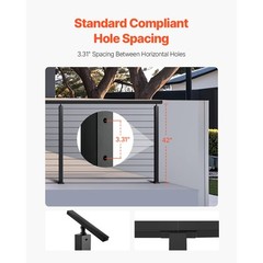 Cable Railing Post 42x2x2 In Horizontal-Hole Railing Post 4JZLGZXHS106URZU0001V0