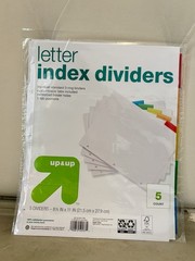 up&up Letter Index Dividers 5-Count 8.5×11 3-Ring White/Multicolor Tabs