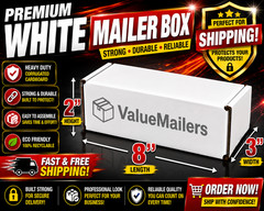 50 – 8x3x2 White Corrugated Shipping Mailer Packing Box Boxes