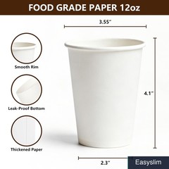 Disposable White Paper Coffee Cups 12 oz 300 Count Hot Beverages