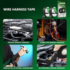 2 Rolls Automotive Wire Harness Tape, 50 Feet, High Temp Self-Adhesive Cloth Ele
