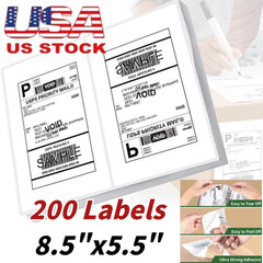 200 Shipping Labels 8.5 x 5.5 Rounded Corner Self Adhesive 2 Per Sheet Blank US