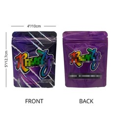 100pcs Foil Food Mylar Bags Smell Proof Resealable 3.5g Zip Seal Stand Up Pouch